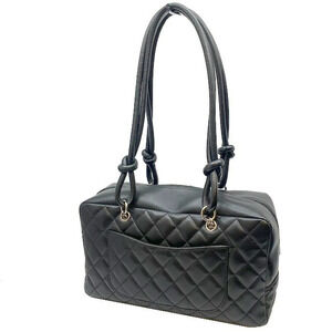 Chanel Bowling Bag Cambon Black White Handbag Shoulder